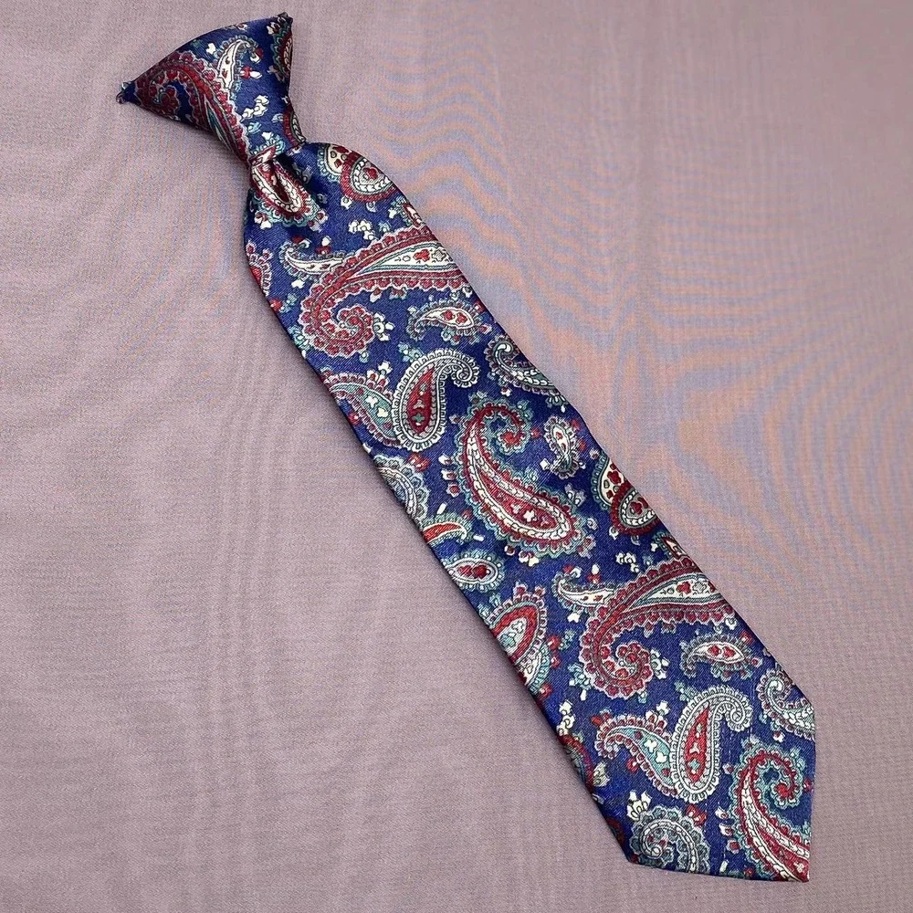 Vintage RANDA 90s Classic Pattern Kids Boys Clip On Tie